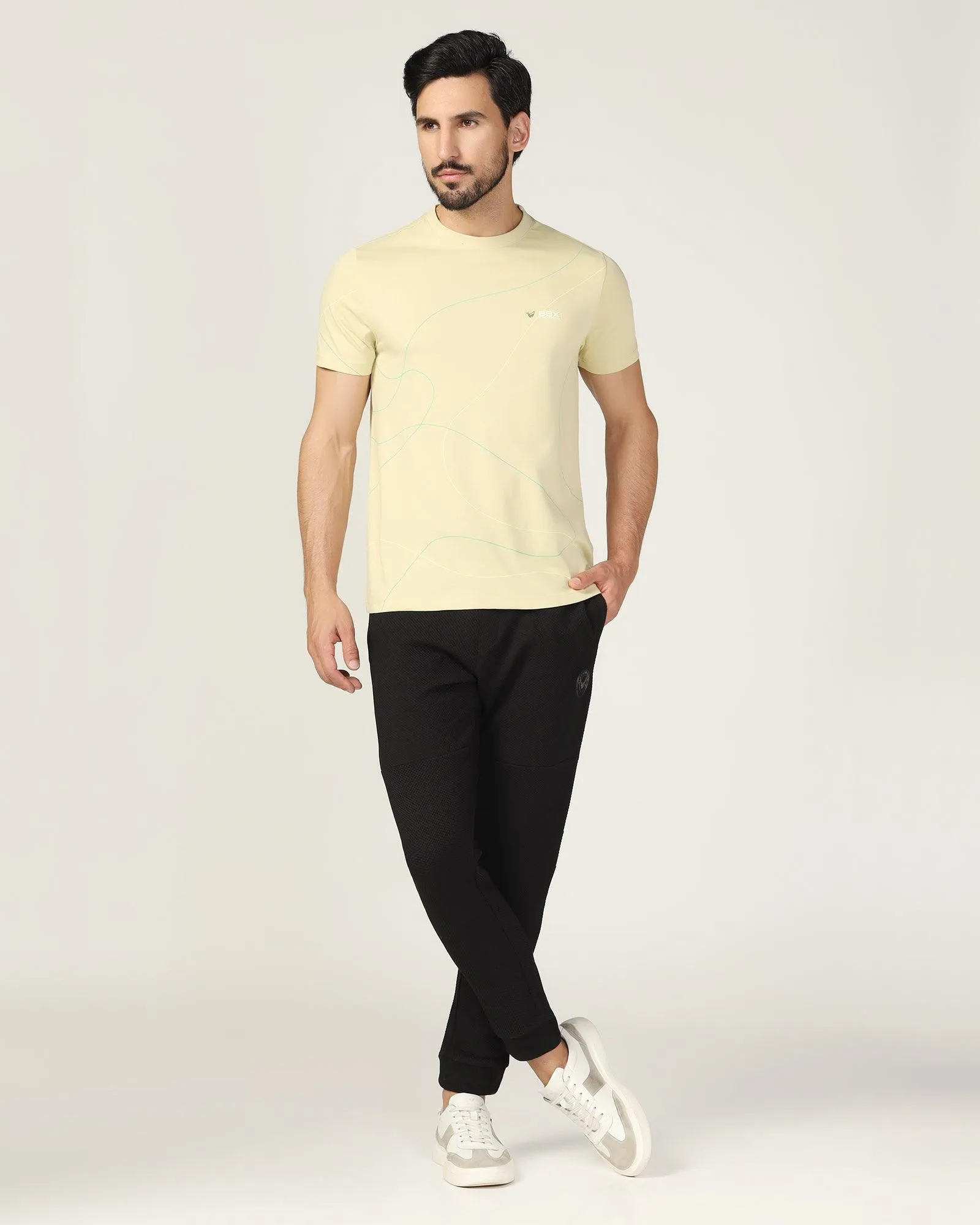 Crew Neck Green Gaze Printed T-Shirt - Magnet