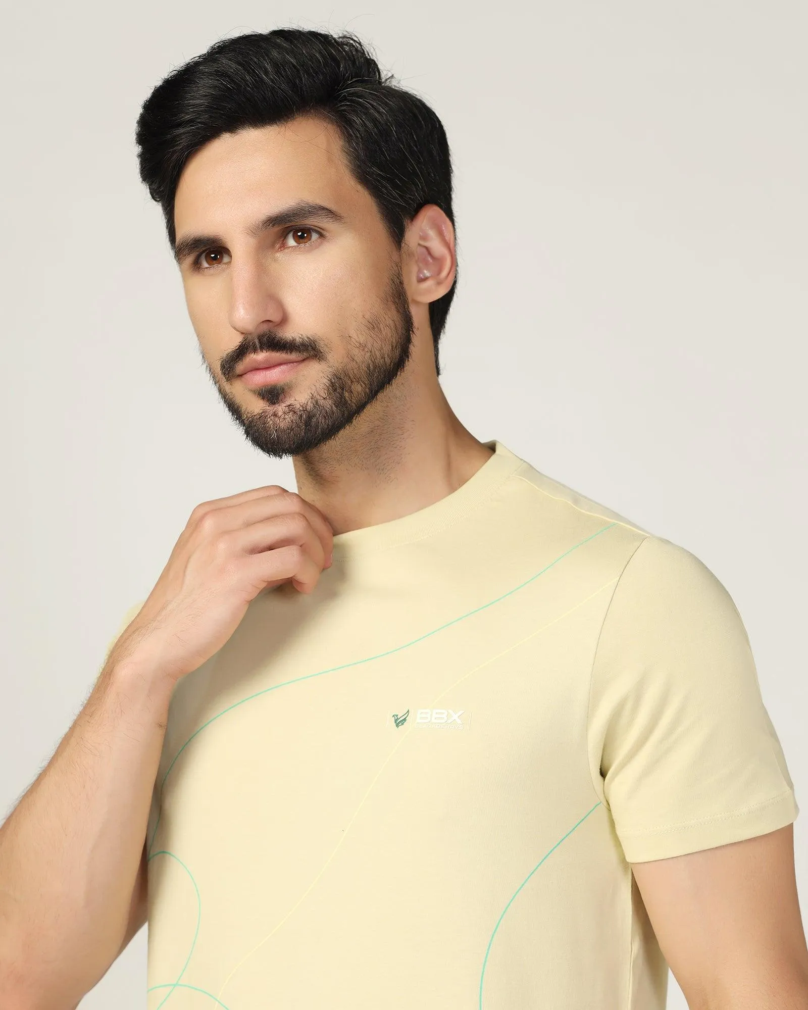 Crew Neck Green Gaze Printed T-Shirt - Magnet