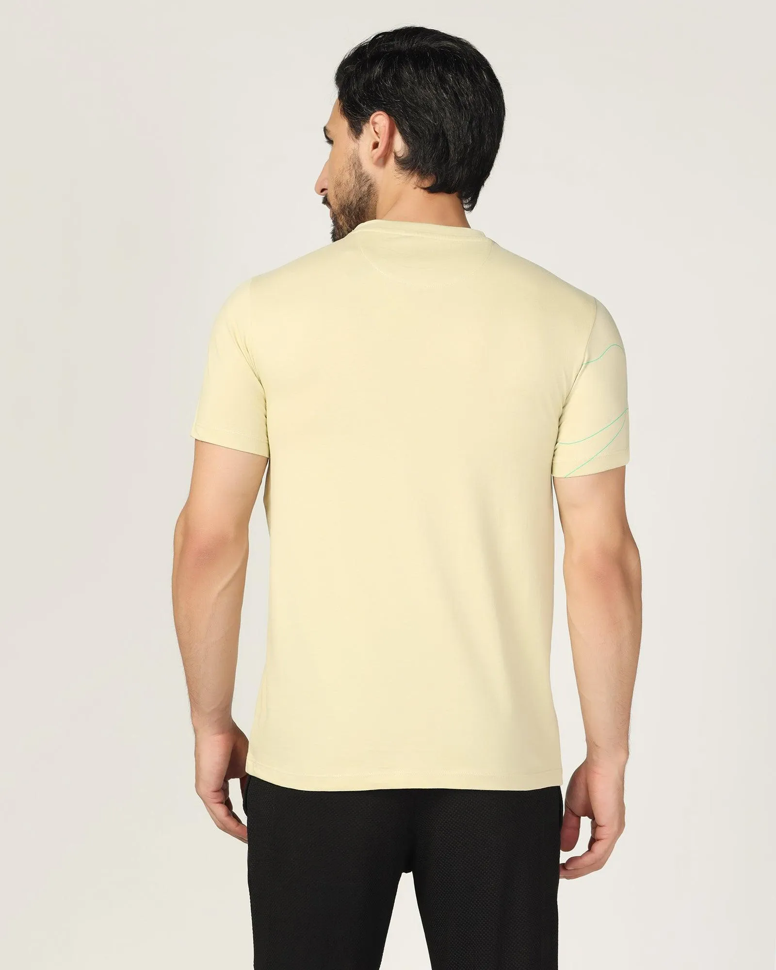 Crew Neck Green Gaze Printed T-Shirt - Magnet