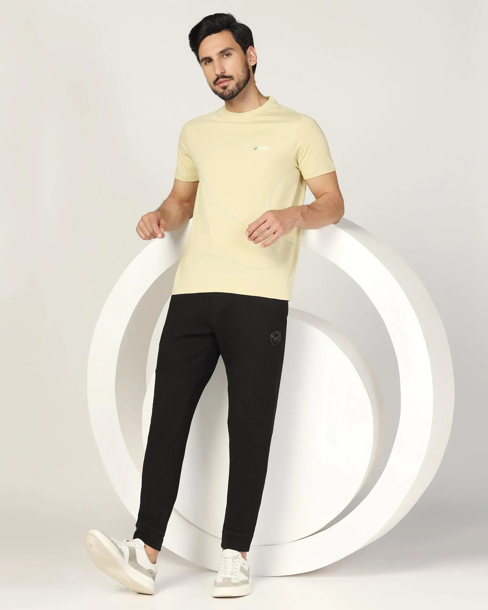 Crew Neck Green Gaze Printed T-Shirt - Magnet