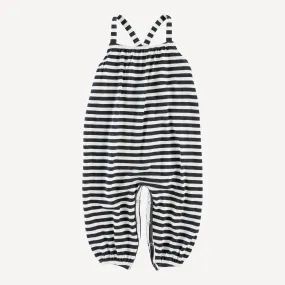 cross back spaghetti strap bubble jumpsuit | black stripe | bamboo