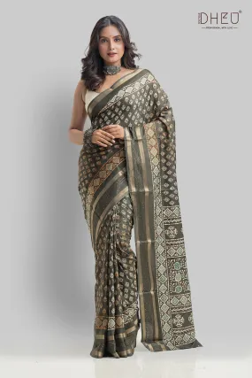 Designer Ajrakh Silk Saree