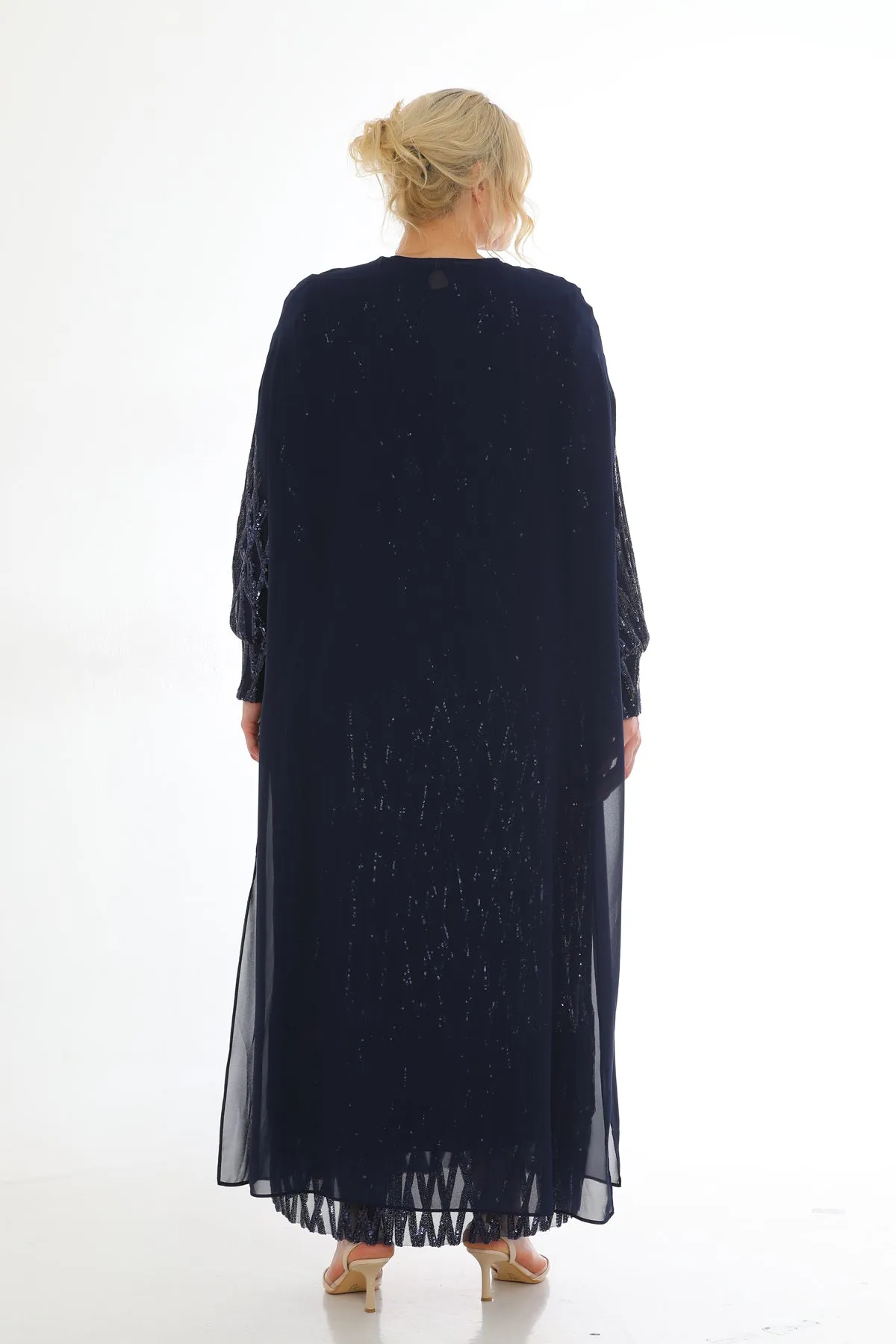 DL 031A 2 Piece Dress Set Navy Blue
