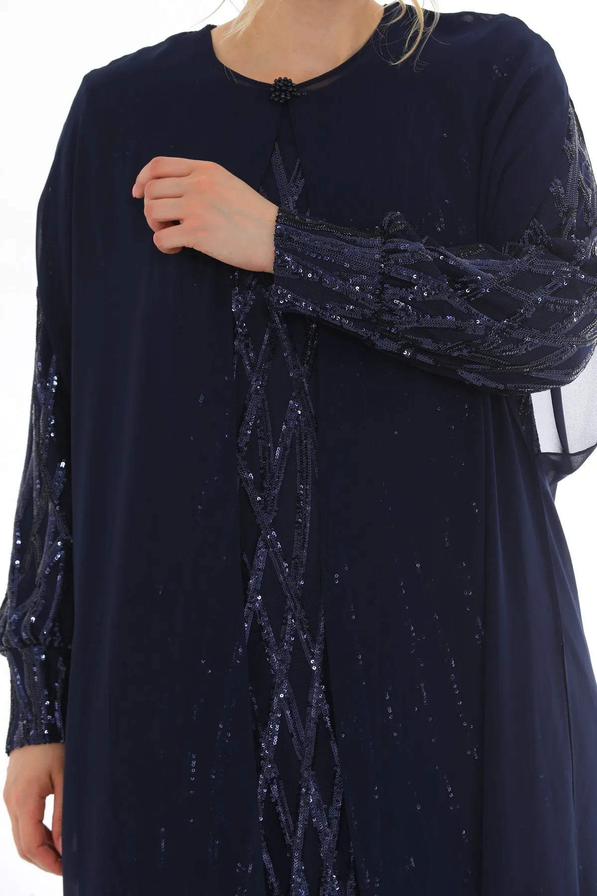 DL 031A 2 Piece Dress Set Navy Blue