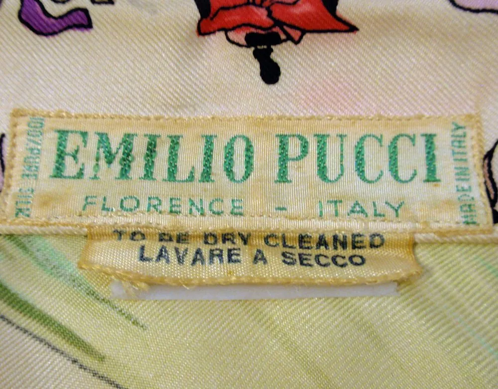 EMILIO PUCCI 1960s Silk Blouse Ladies & Ribbon Print