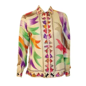 EMILIO PUCCI 1960s Silk Blouse Ladies & Ribbon Print