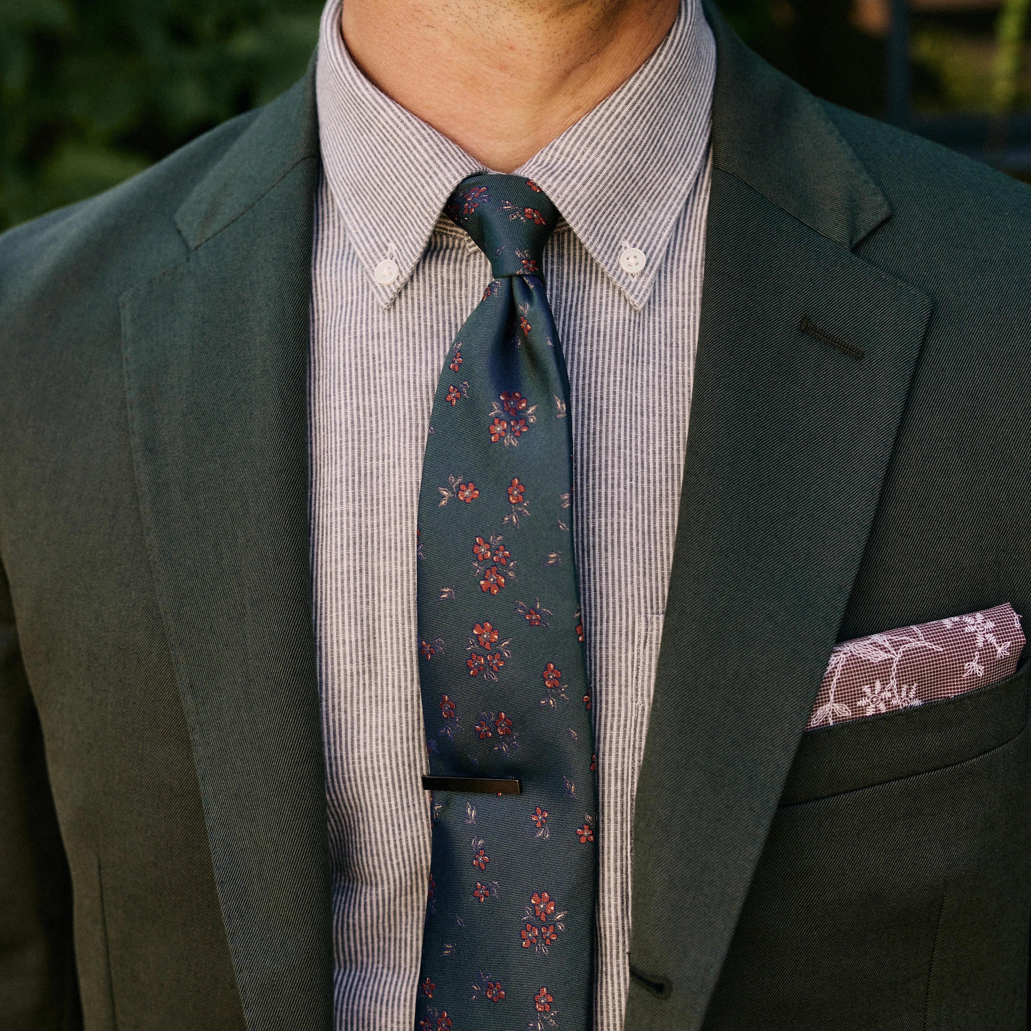 Fall Florals Hunter Green Tie