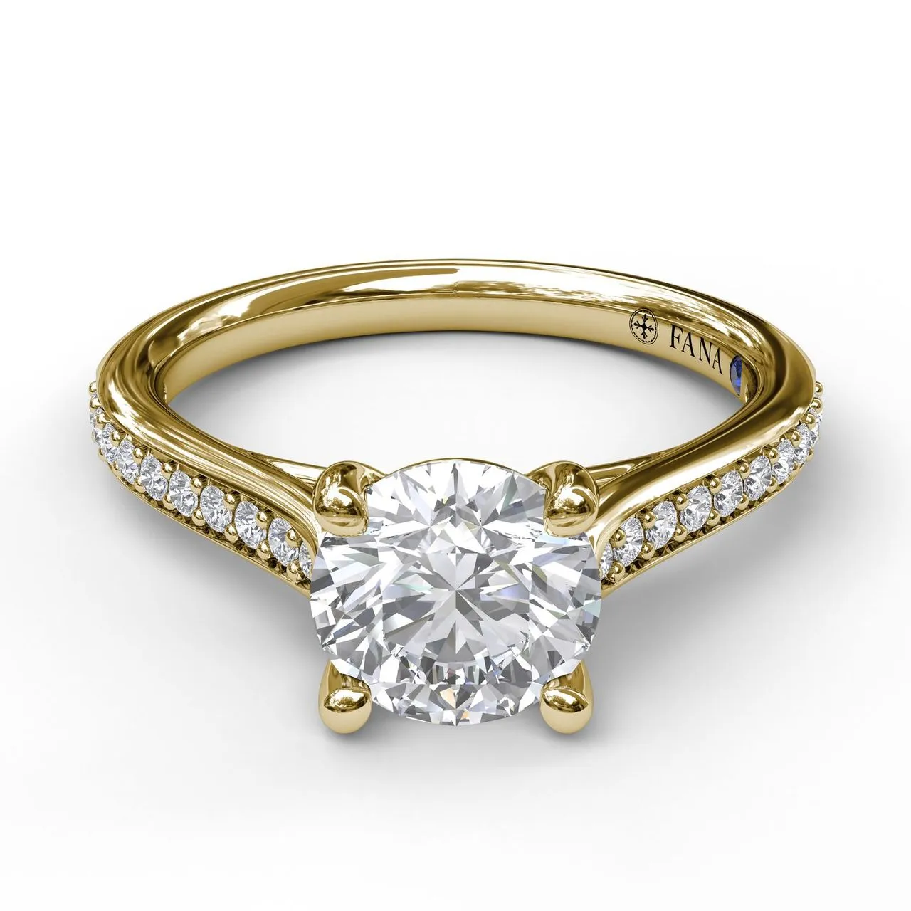 Fana Cathedral Single Row Pave Engagement Ring 3532