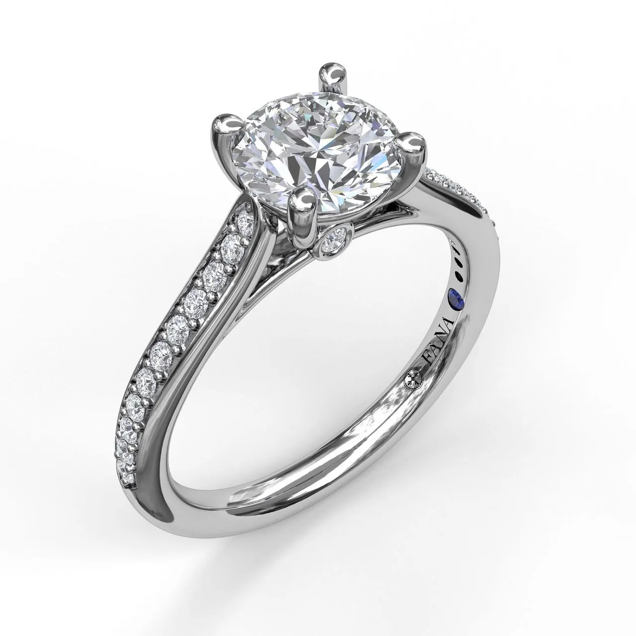 Fana Cathedral Single Row Pave Engagement Ring 3532
