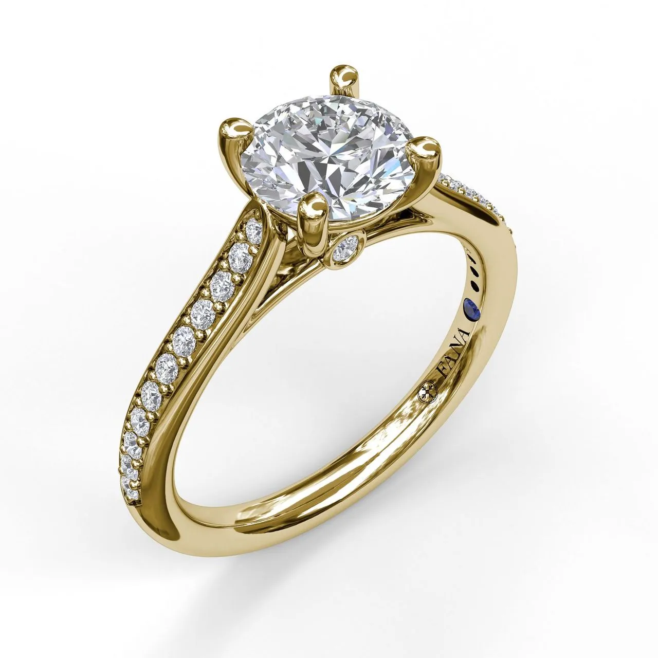 Fana Cathedral Single Row Pave Engagement Ring 3532