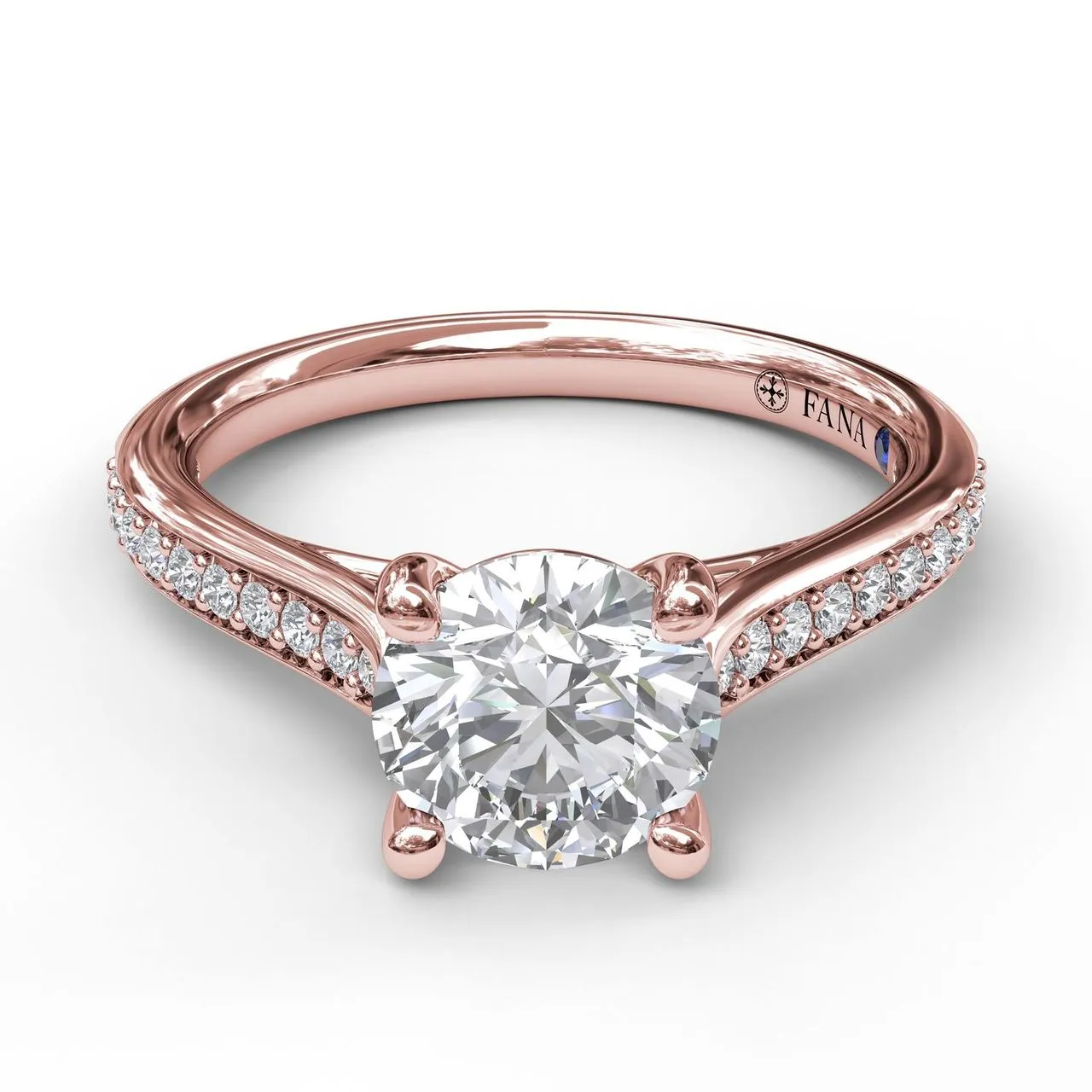 Fana Cathedral Single Row Pave Engagement Ring 3532
