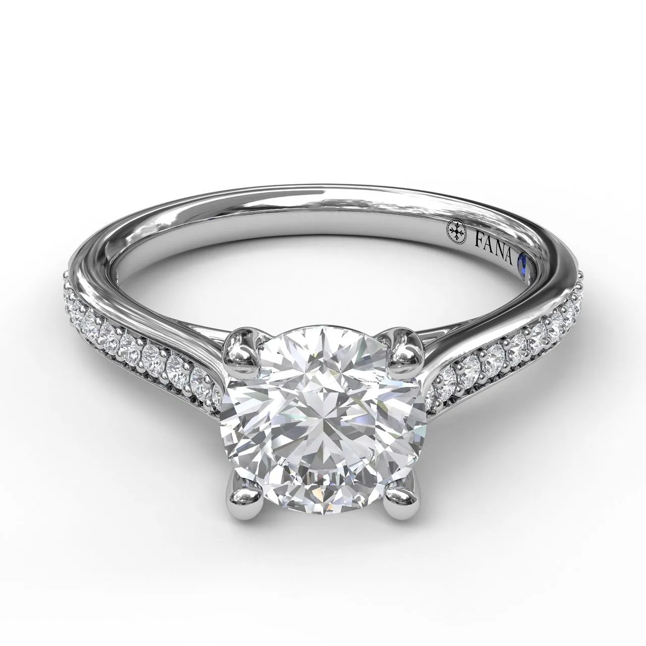 Fana Cathedral Single Row Pave Engagement Ring 3532