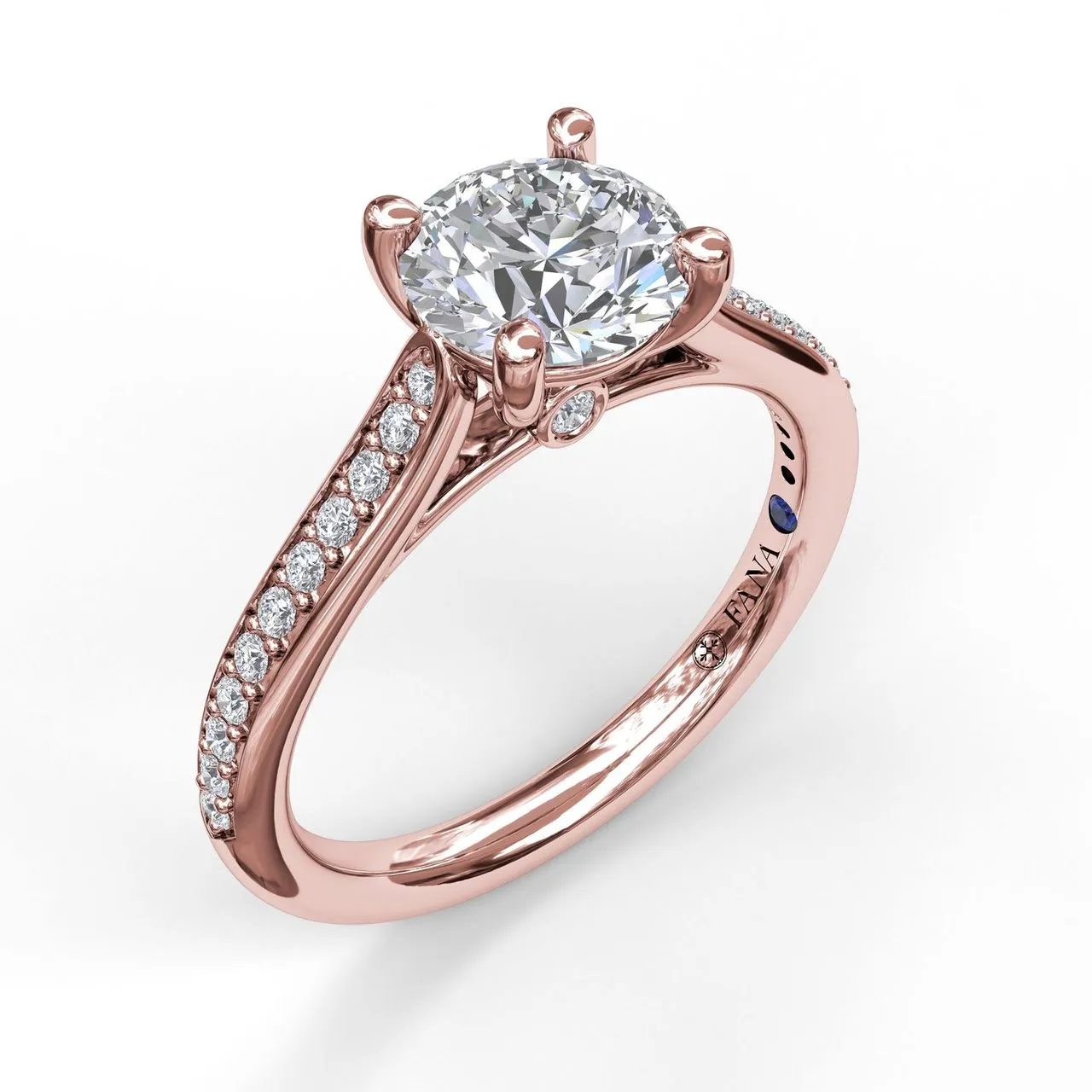 Fana Cathedral Single Row Pave Engagement Ring 3532