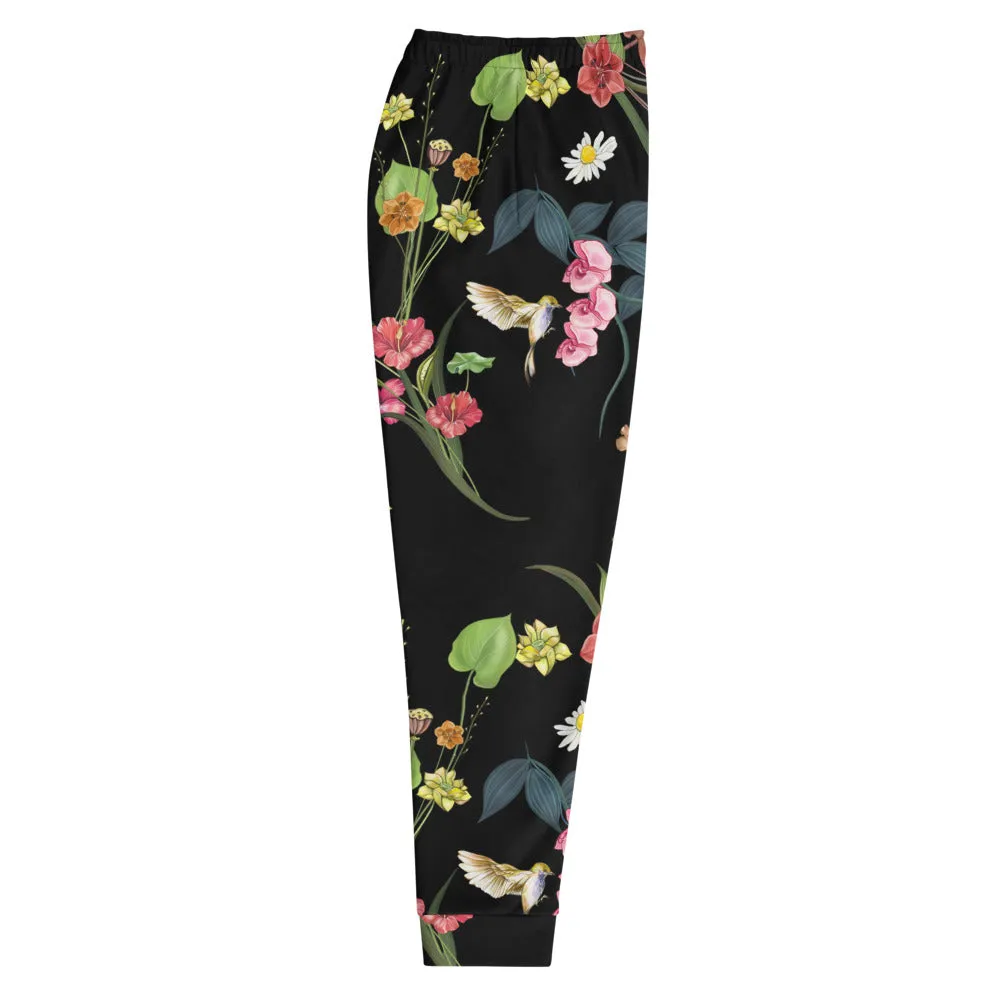 Floral Joggers- Black