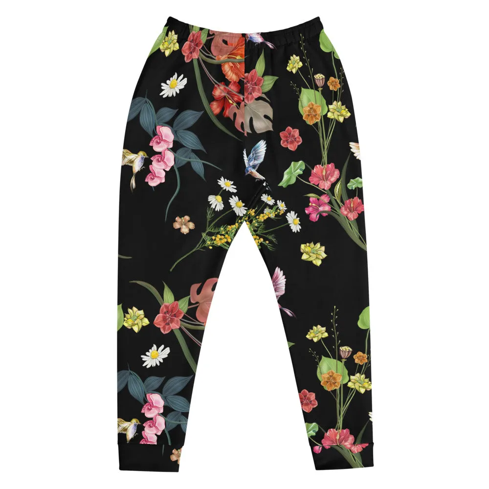 Floral Joggers- Black