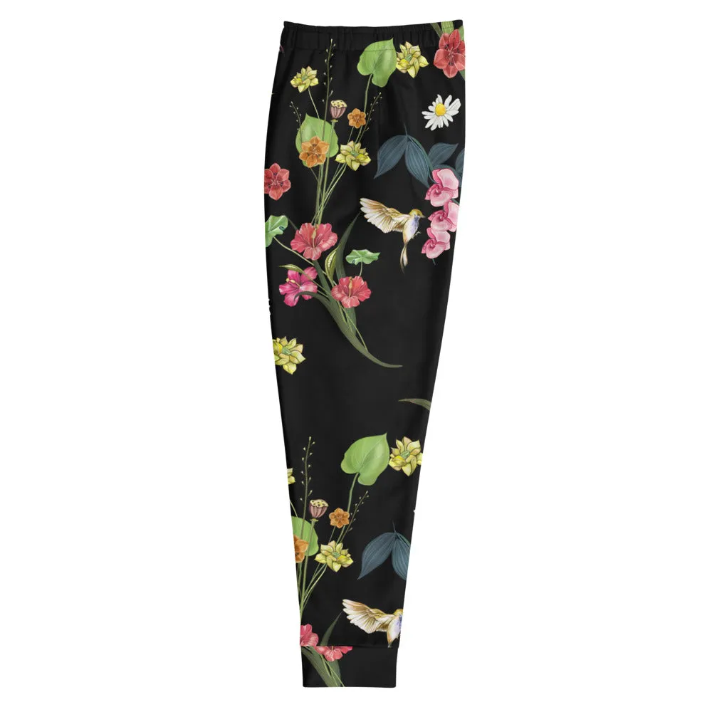 Floral Joggers- Black