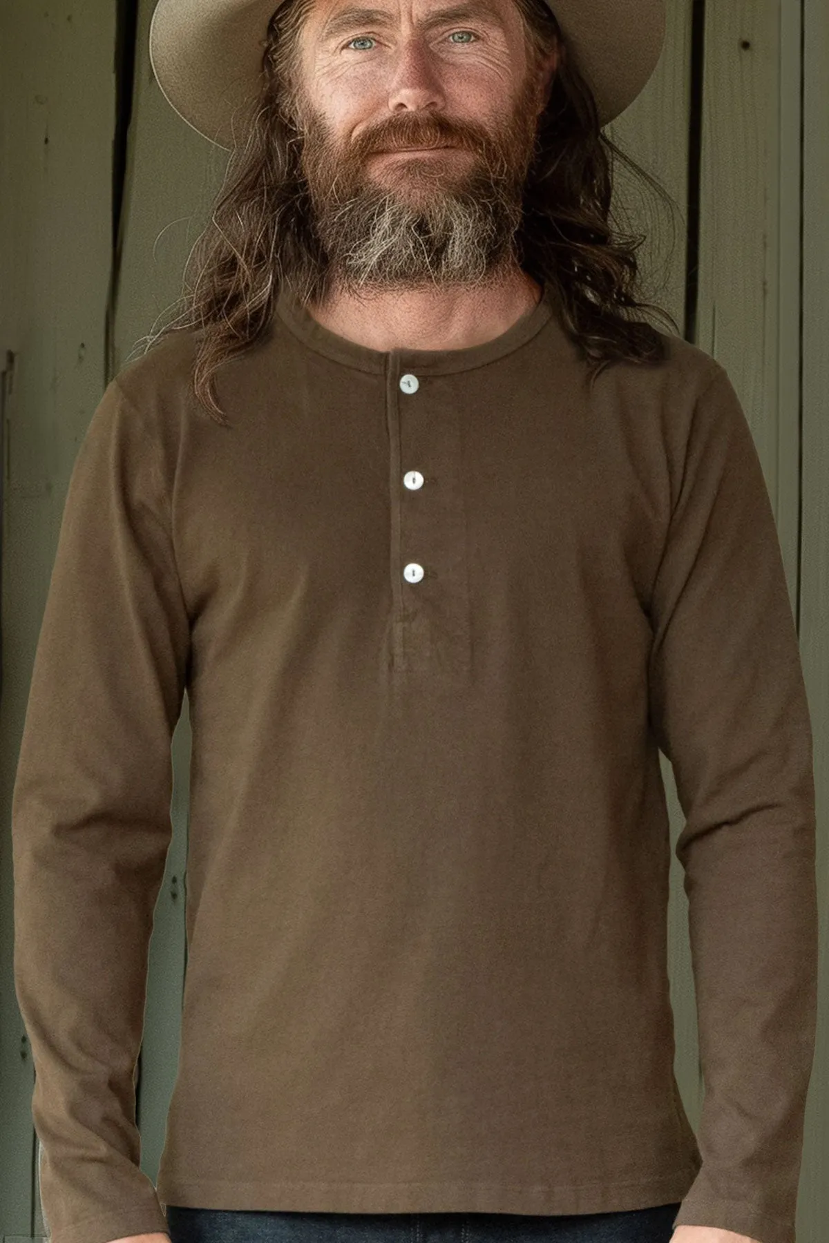 Freenote Cloth - 13 Ounce Henley - Cedar