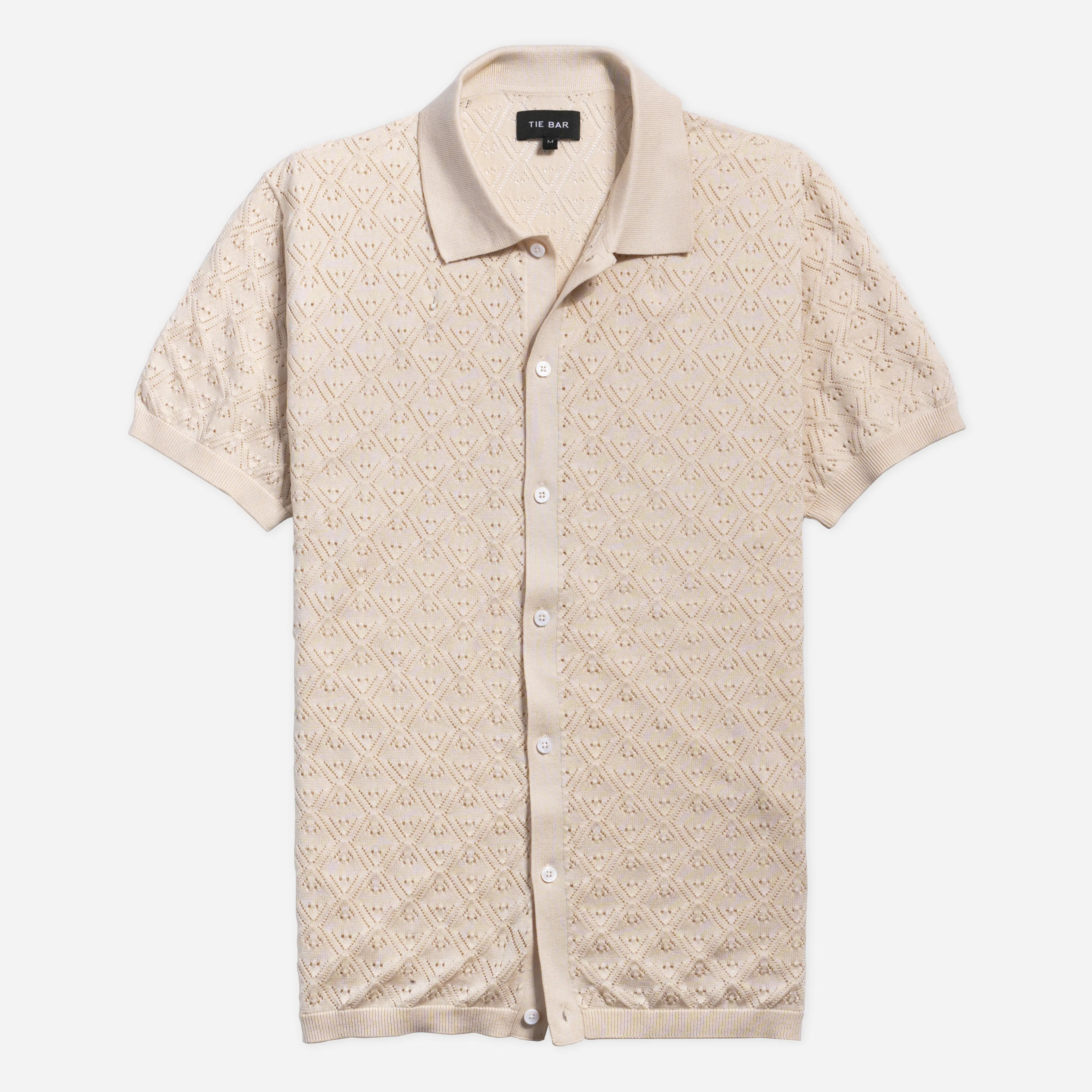 Full Placket Pointelle Ivory Polo