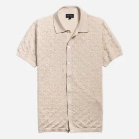 Full Placket Pointelle Ivory Polo