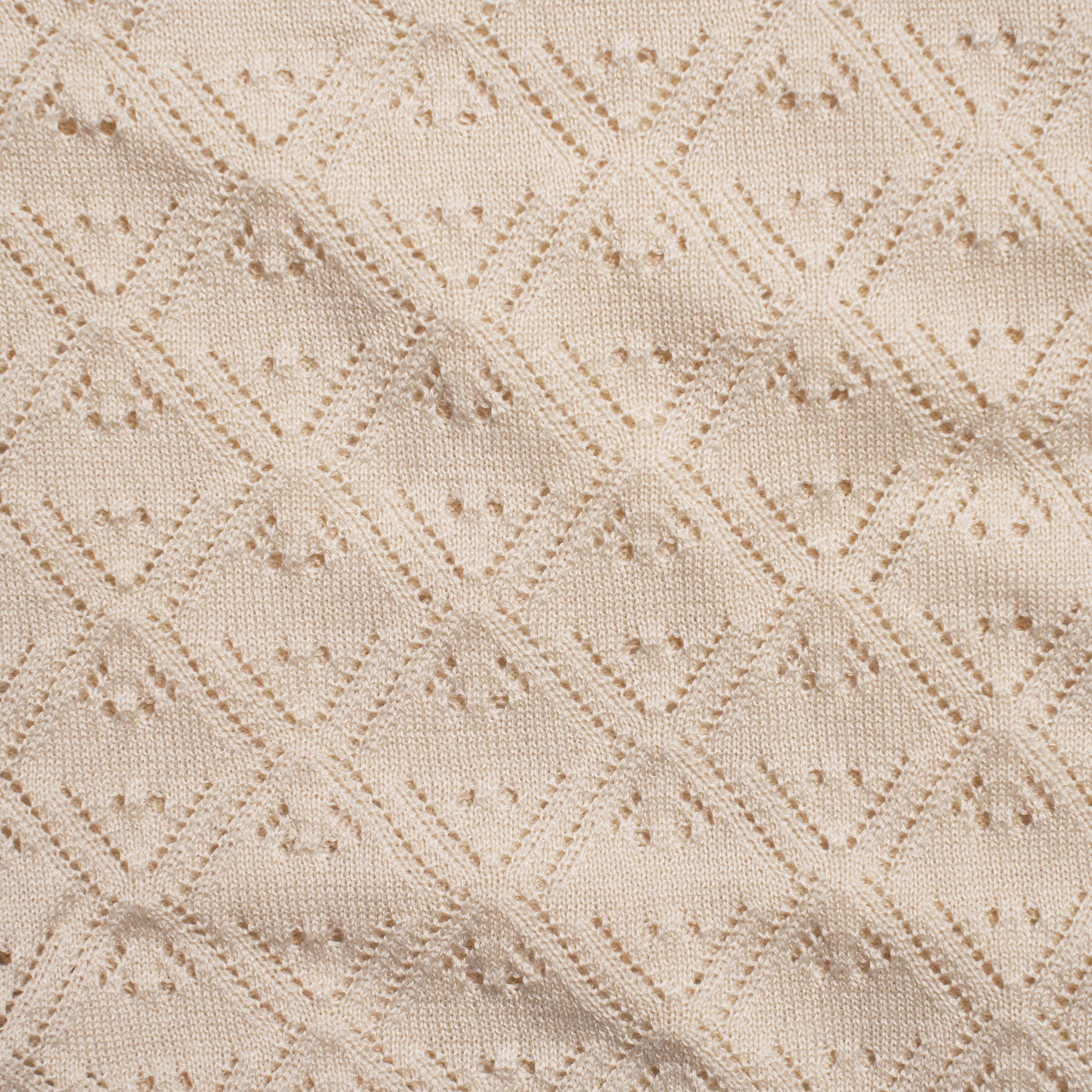 Full Placket Pointelle Ivory Polo