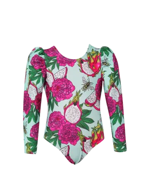 Girls Puffed Long Sleeves One Piece