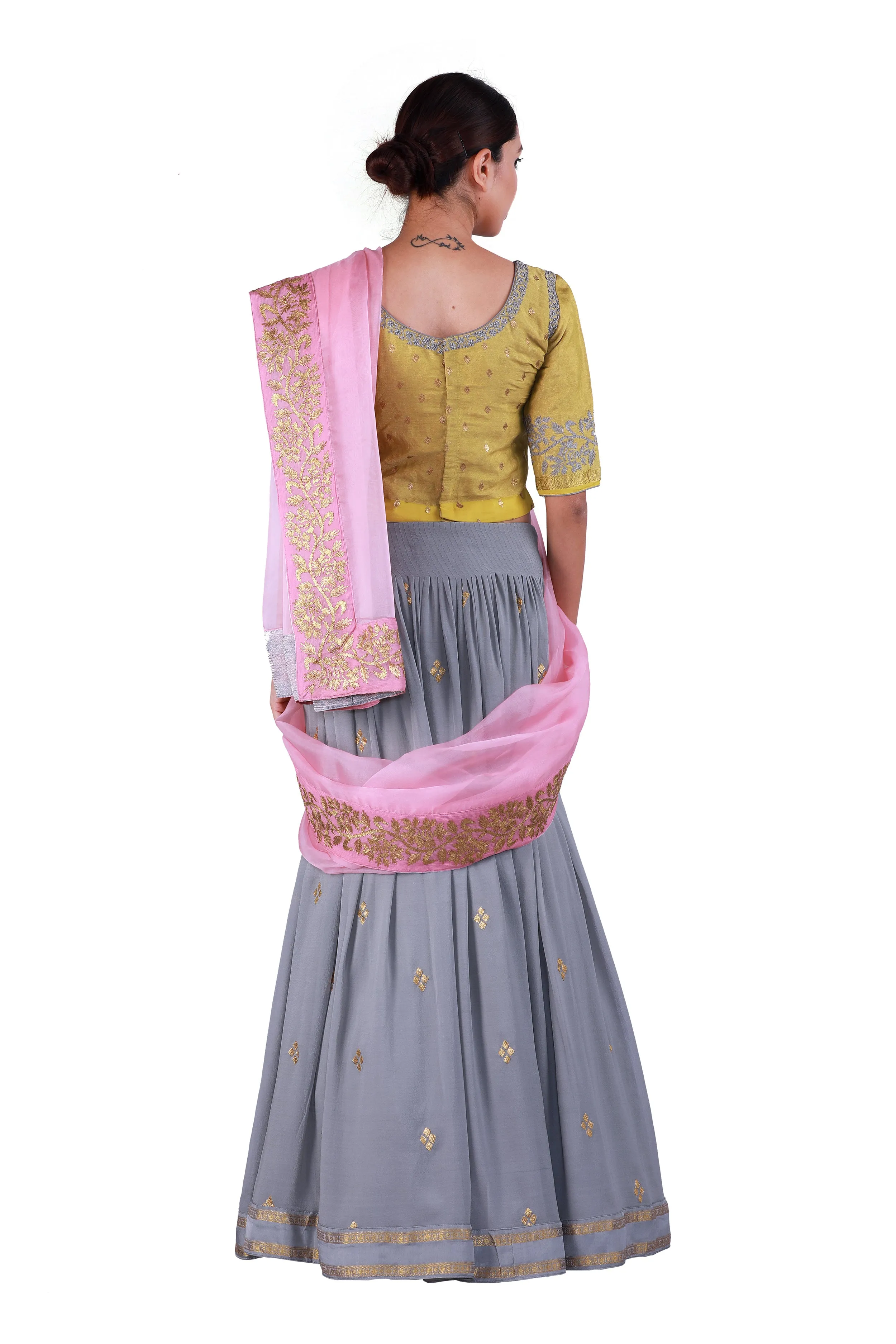 Grey and Gold Lehenga