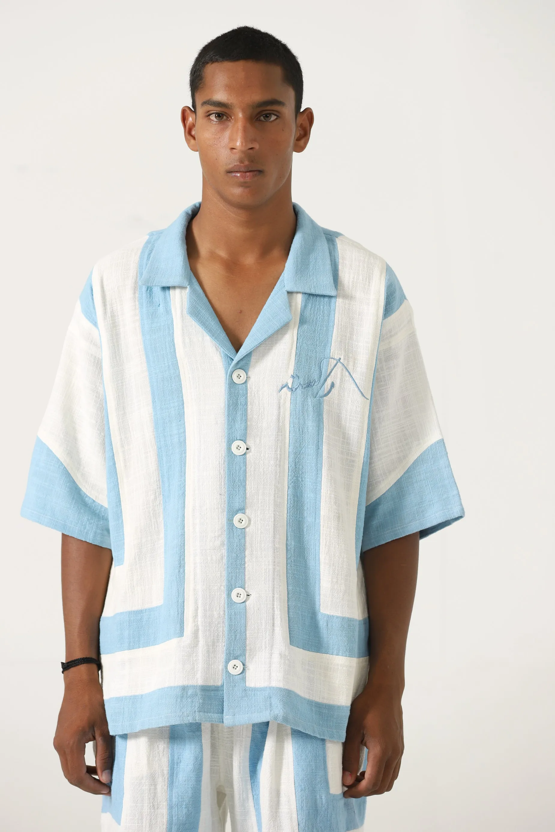 HANDWOVEN STRIPED COTTON BUTTON DOWN