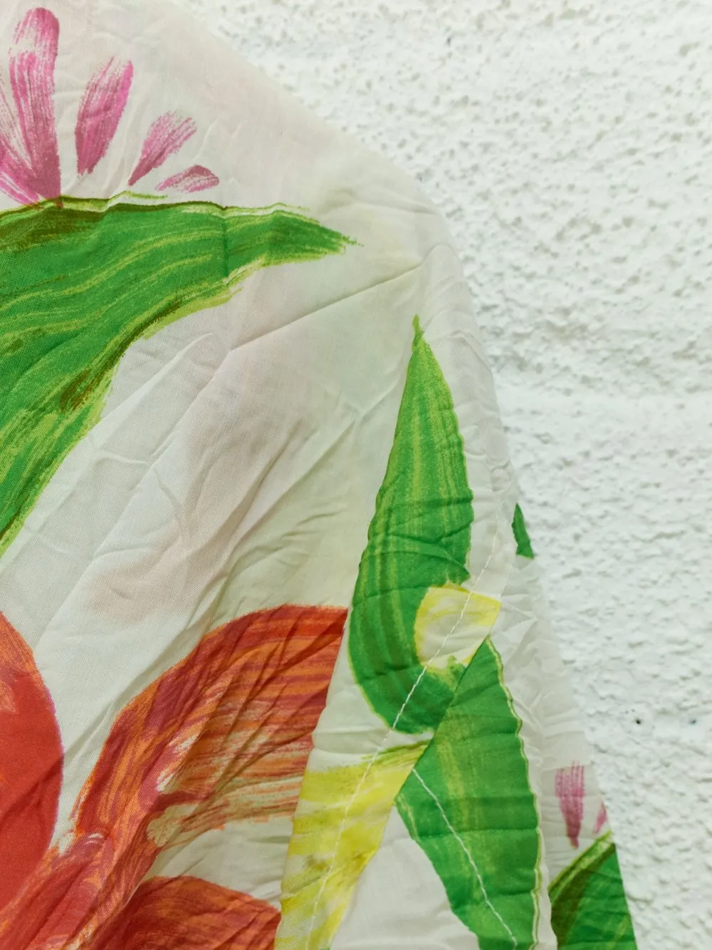 Issey Miyake 1990s white creased polyester floral print bomber jacket - mens M L