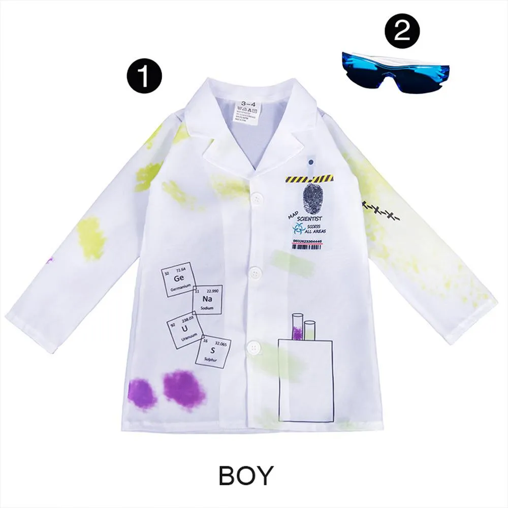 Kids Mad Scientist Costume Halloween Cosplay Outfits