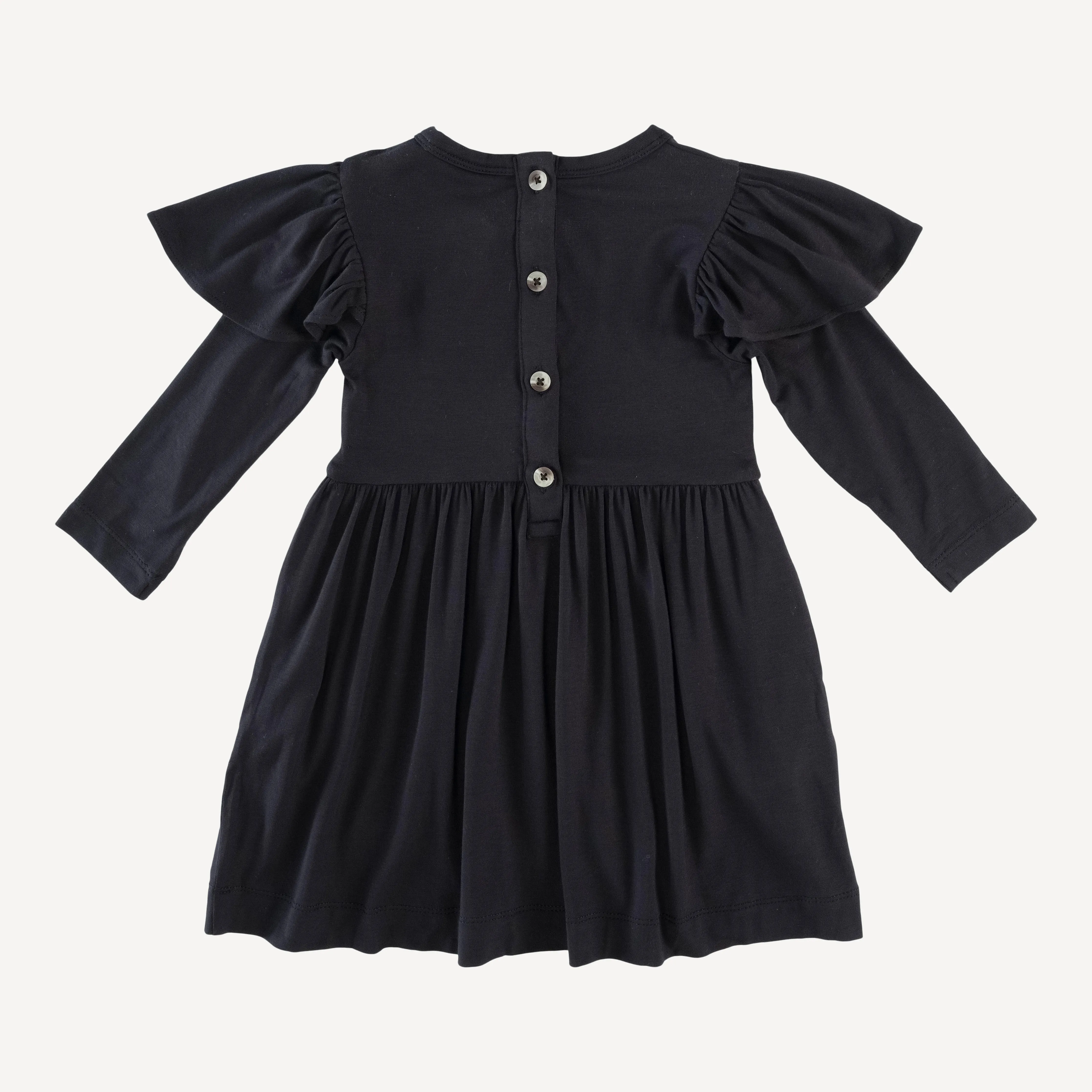long sleeve flutter sleeve dress | black | bamboo