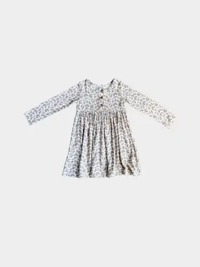 Long Sleeve Henley Dress - Lilac Leopard