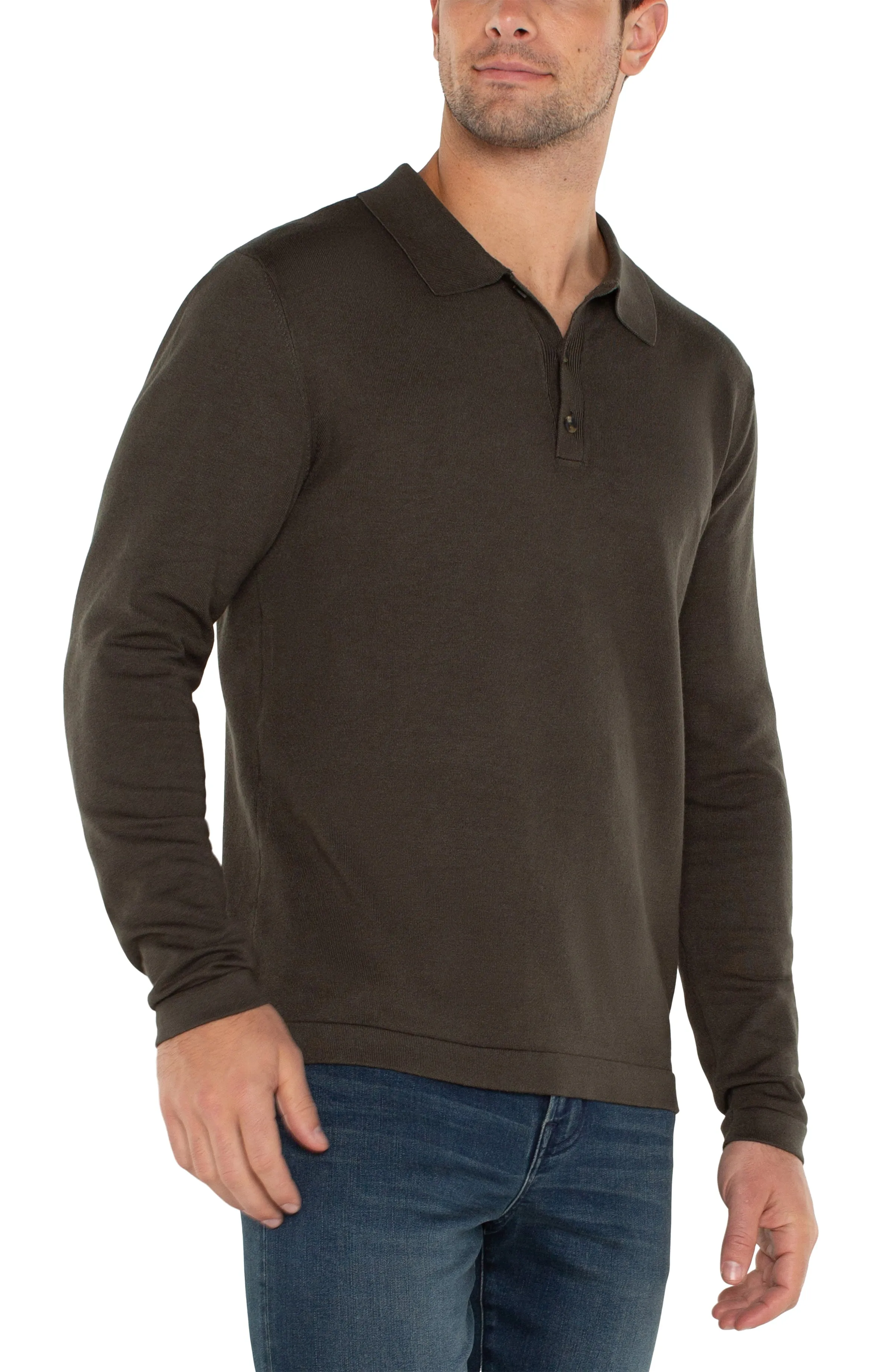 LONG SLEEVE KNIT POLO