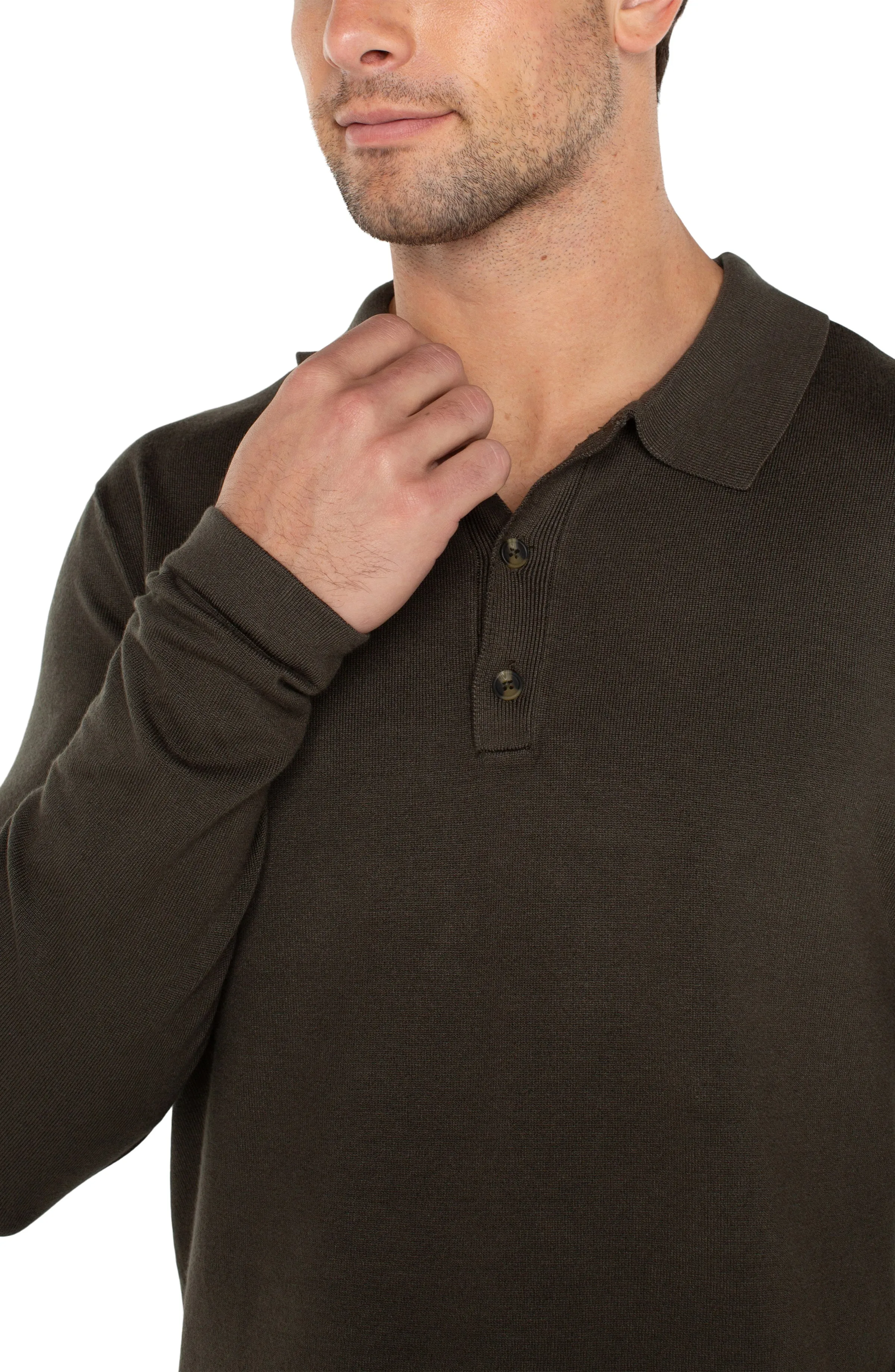 LONG SLEEVE KNIT POLO