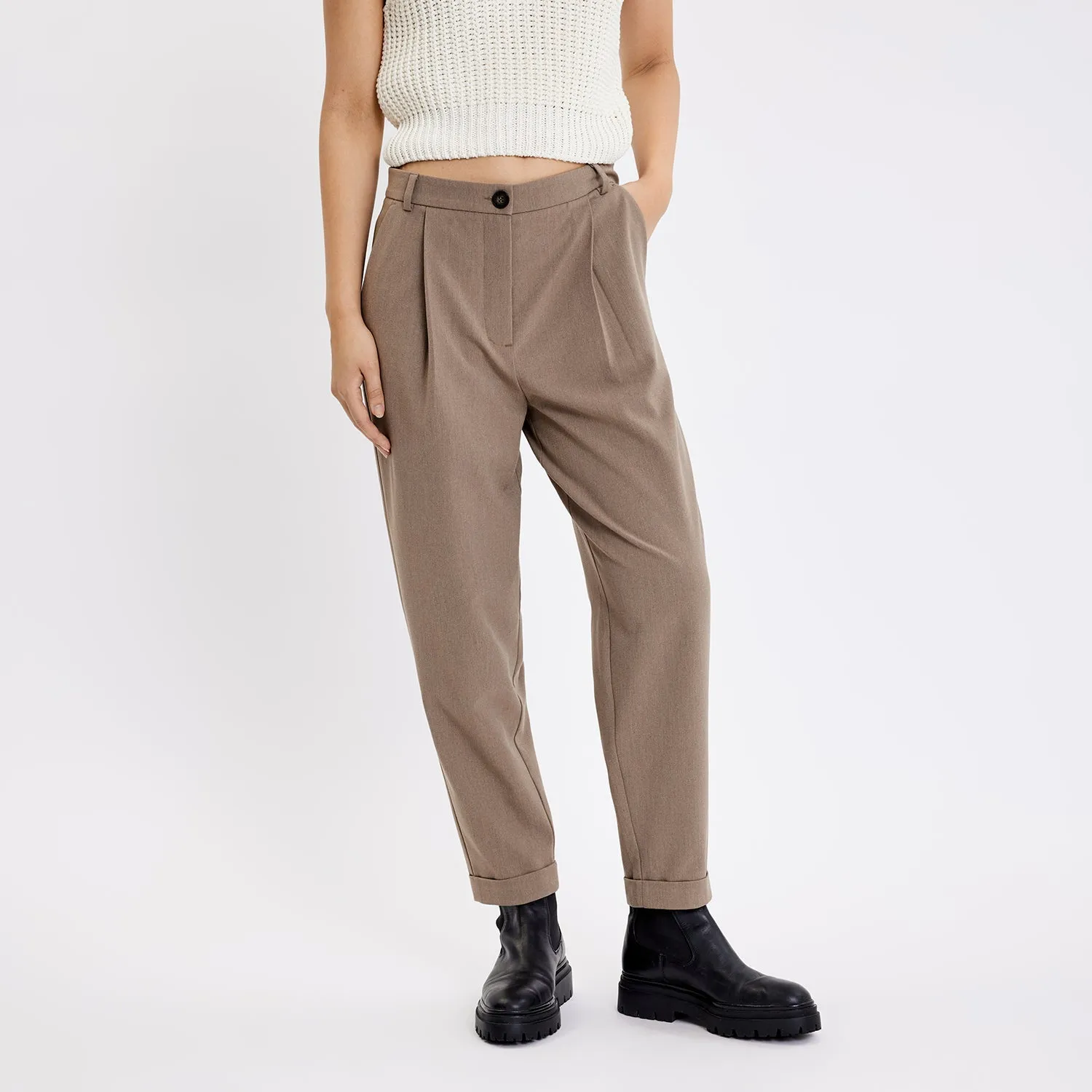 MALOU PANTS - FIVEUNITS - SEPIA MELANGE
