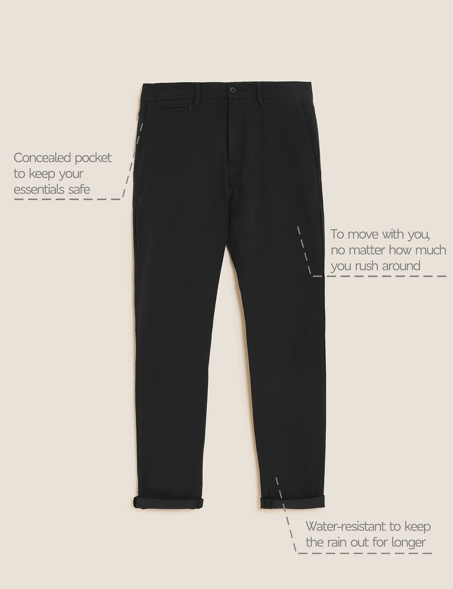 Marks & Spencer Ultimate Fit Slim Chinos, Black