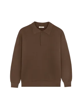 Mens DNA Heavyweight Polo Sweatshirt—cacoa brown