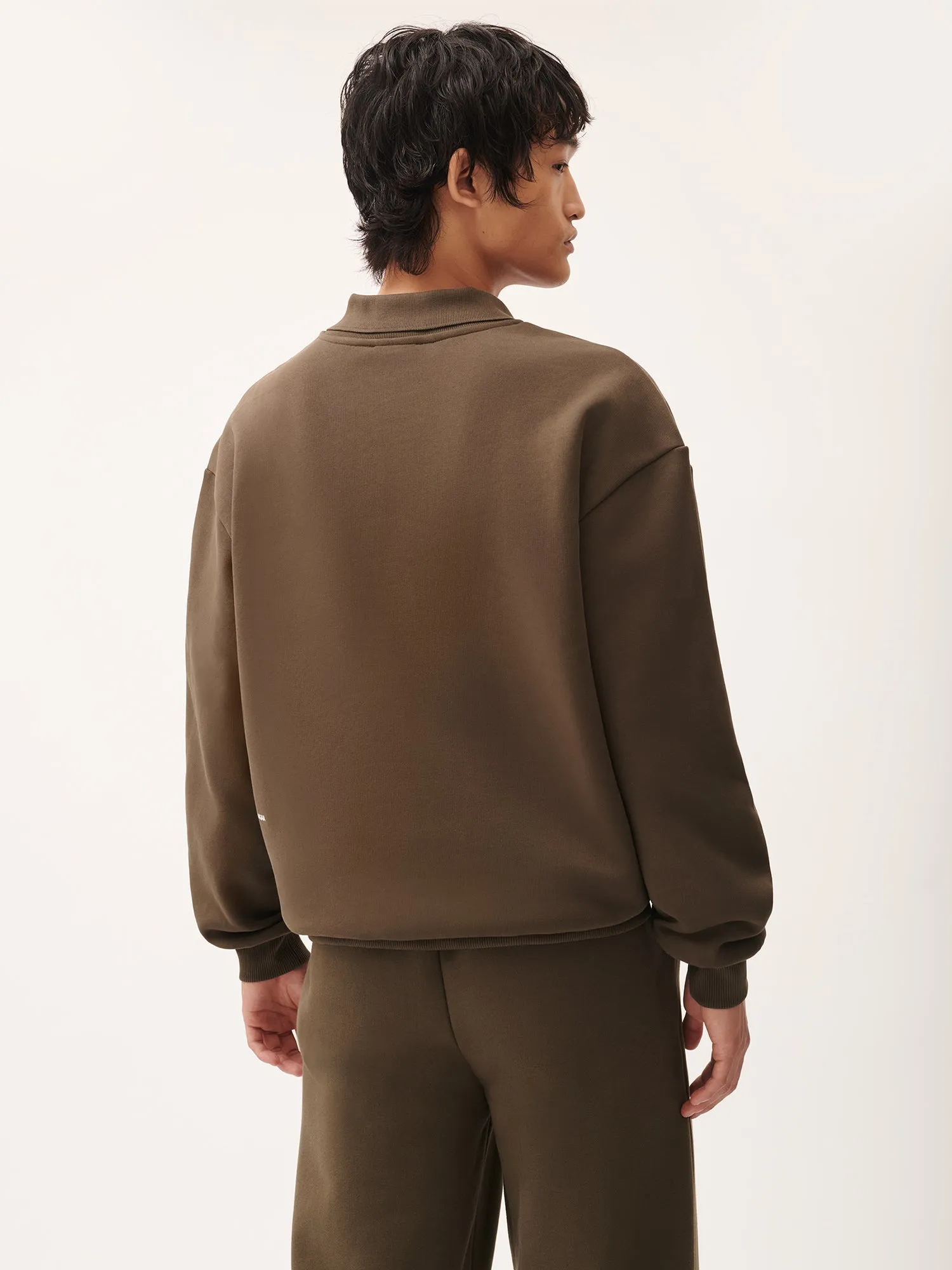 Mens DNA Heavyweight Polo Sweatshirt—cacoa brown