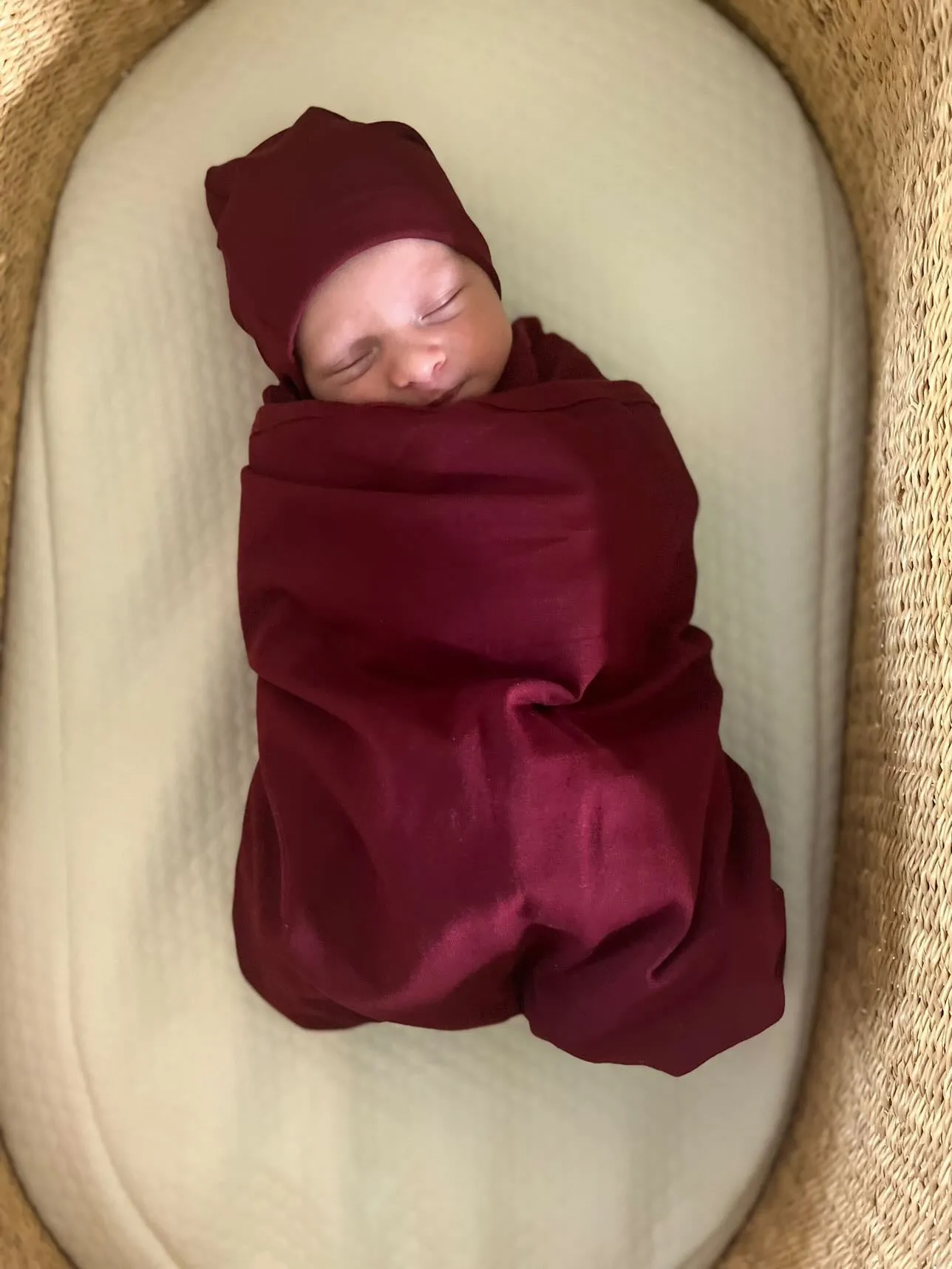 Merlot Labor Gown & Swaddle Set & Dad T Shirt