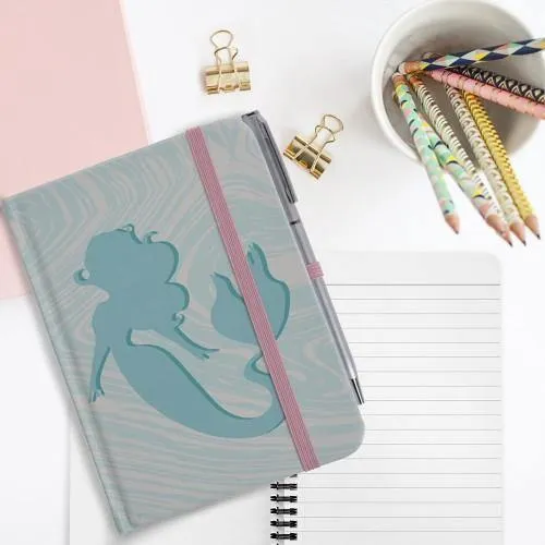 Mermaid Notebook with Elastic Band and Ballpoint Pen - A6