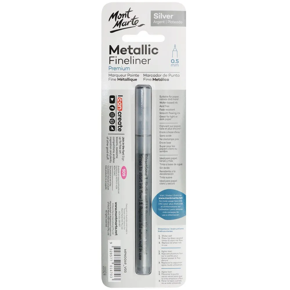 Metallic Fineliner Premium 0.5mm (0.02in) - Silver