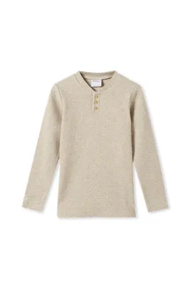 NATURAL MARLE RIB HENLEY