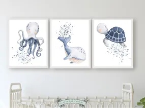 Ocean Animal Nursery Prints set of 3