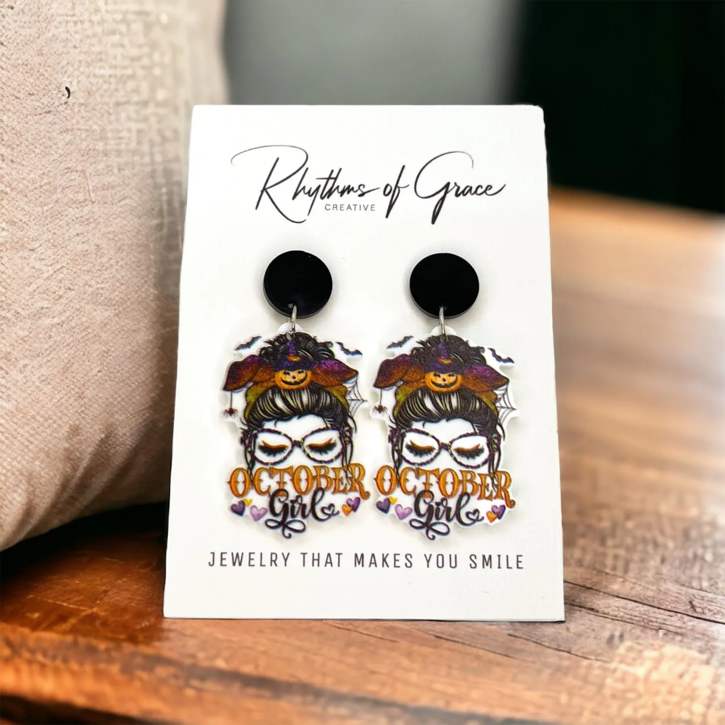 October Girl Earrings - Halloween Earrings, Halloween Accessories , Spooky Earrings, Halloween Costume, Halloween Teacher