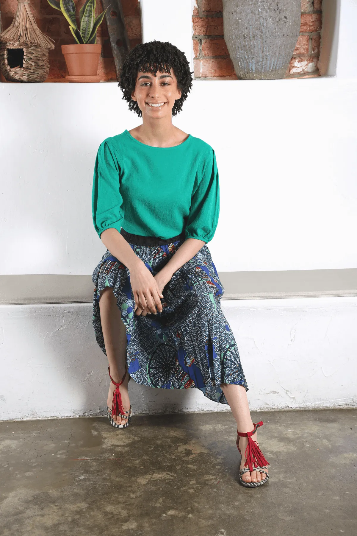 Pacific Blouse Parakeet Green in Seersucker