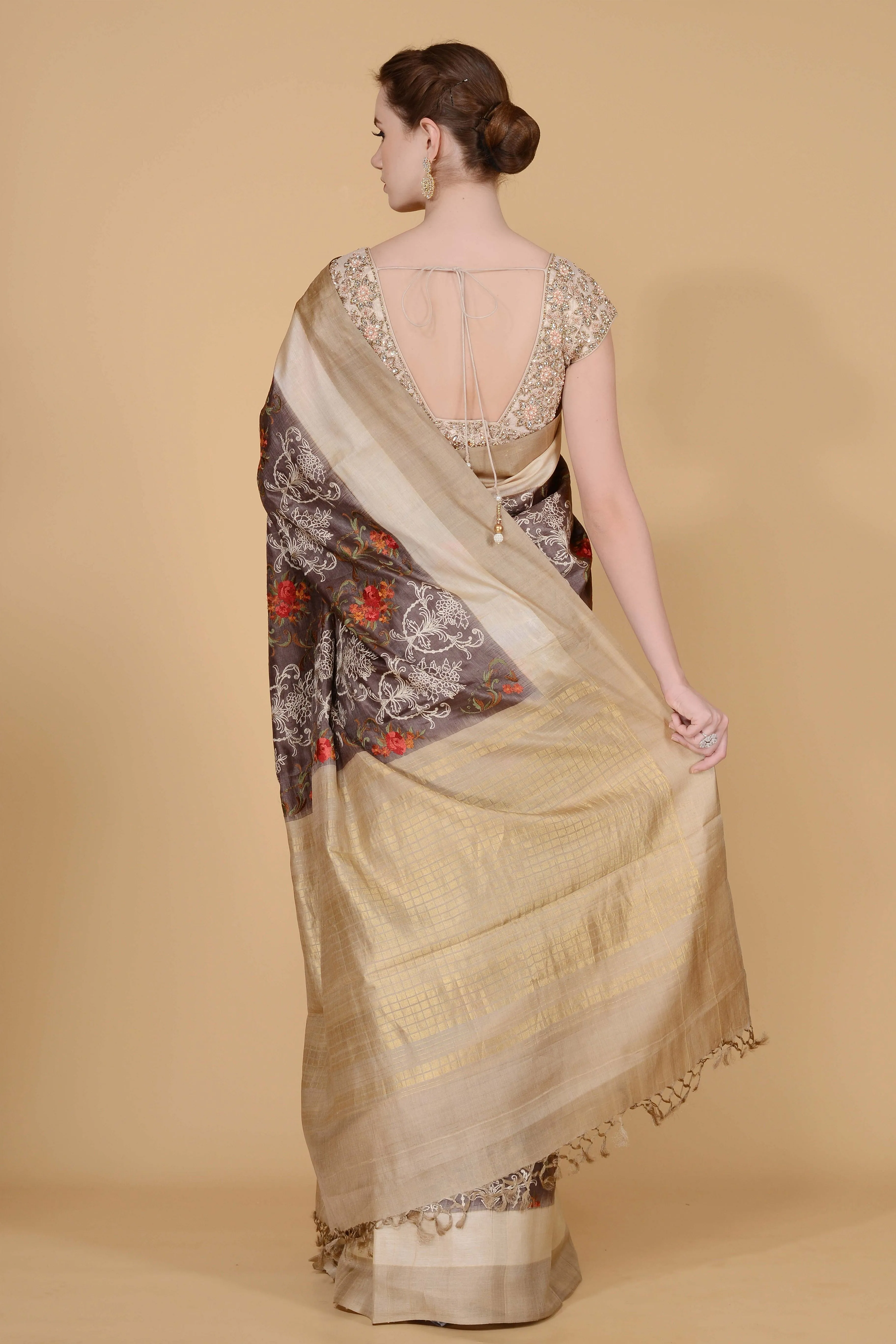 Pale Brown Saree