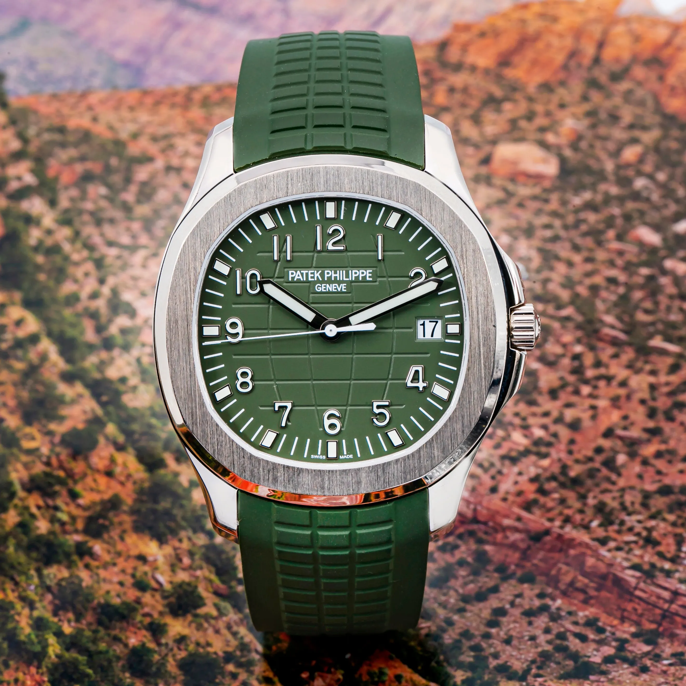 Patek Philippe Aquanaut - White Gold - Khaki Green Embossed Dial (Ref# 5168G-010)