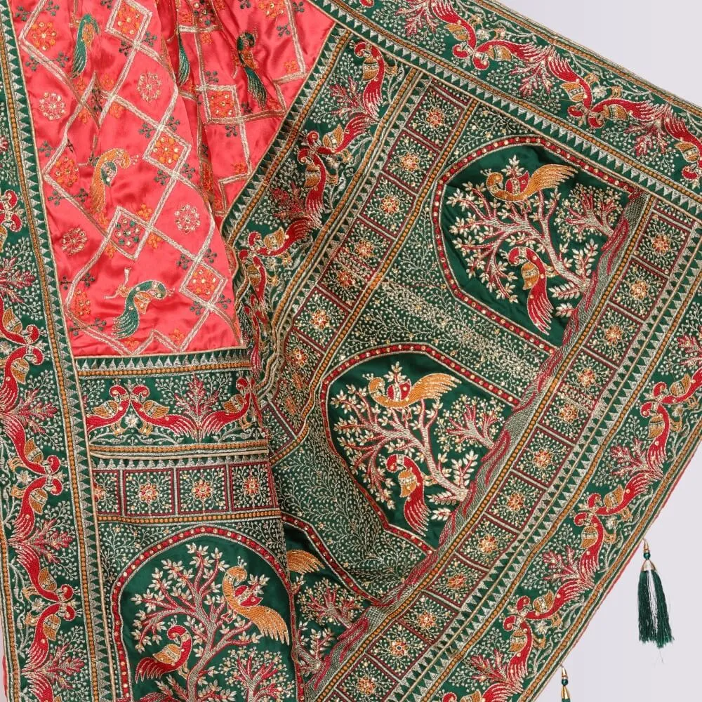 Pink and Green Traditional Gharchola