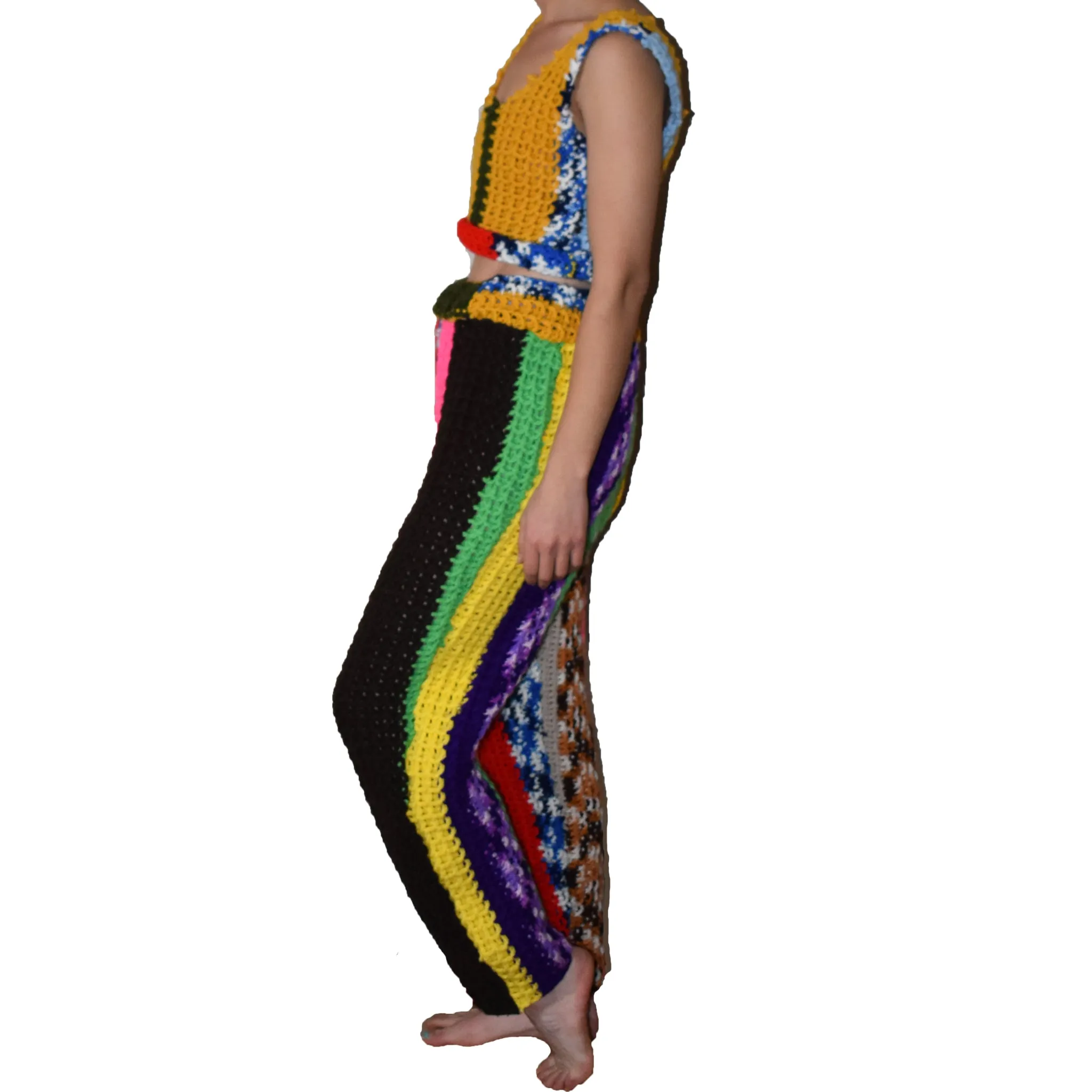 Rainbow x REWORKED x Vintage Crochet Joggers