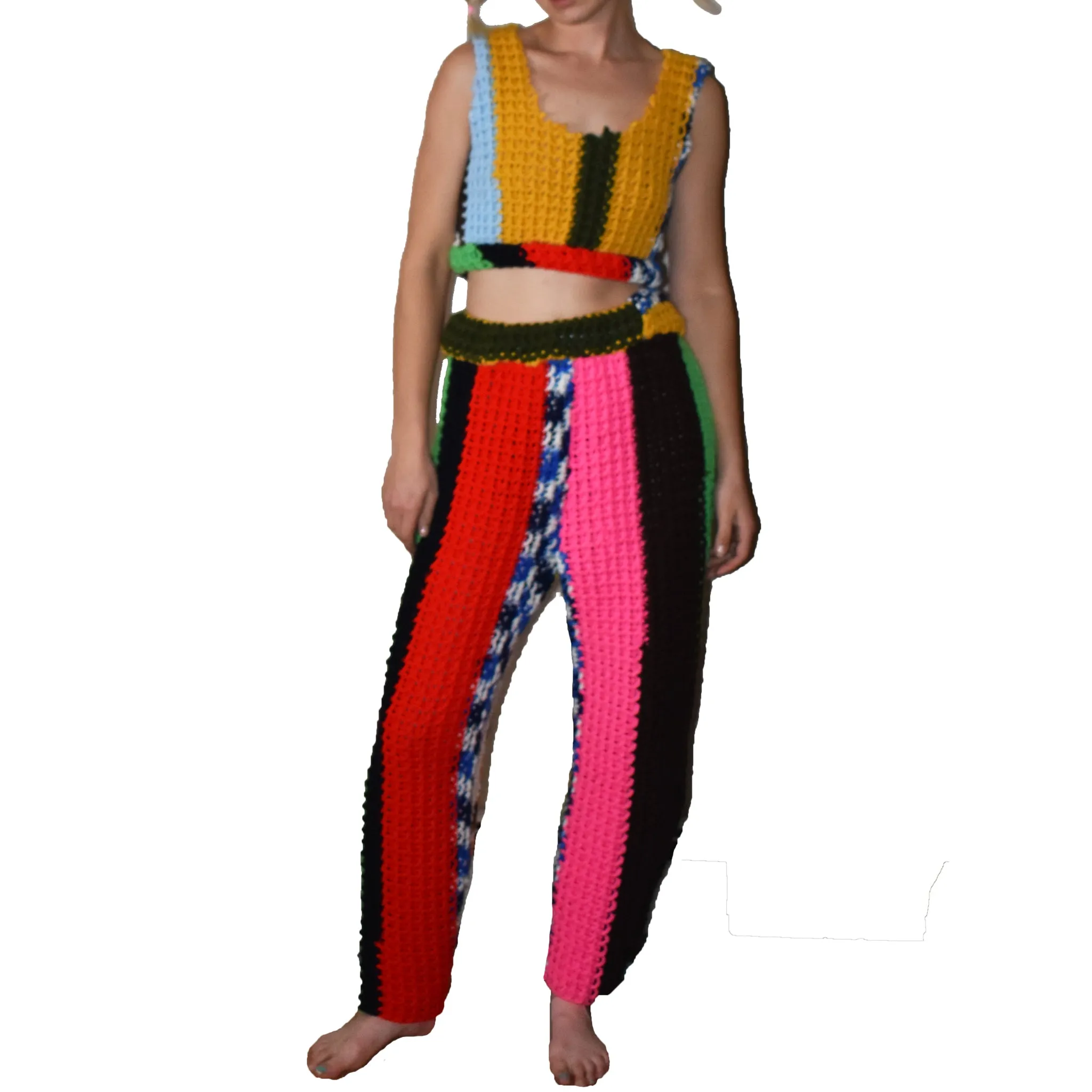 Rainbow x REWORKED x Vintage Crochet Joggers