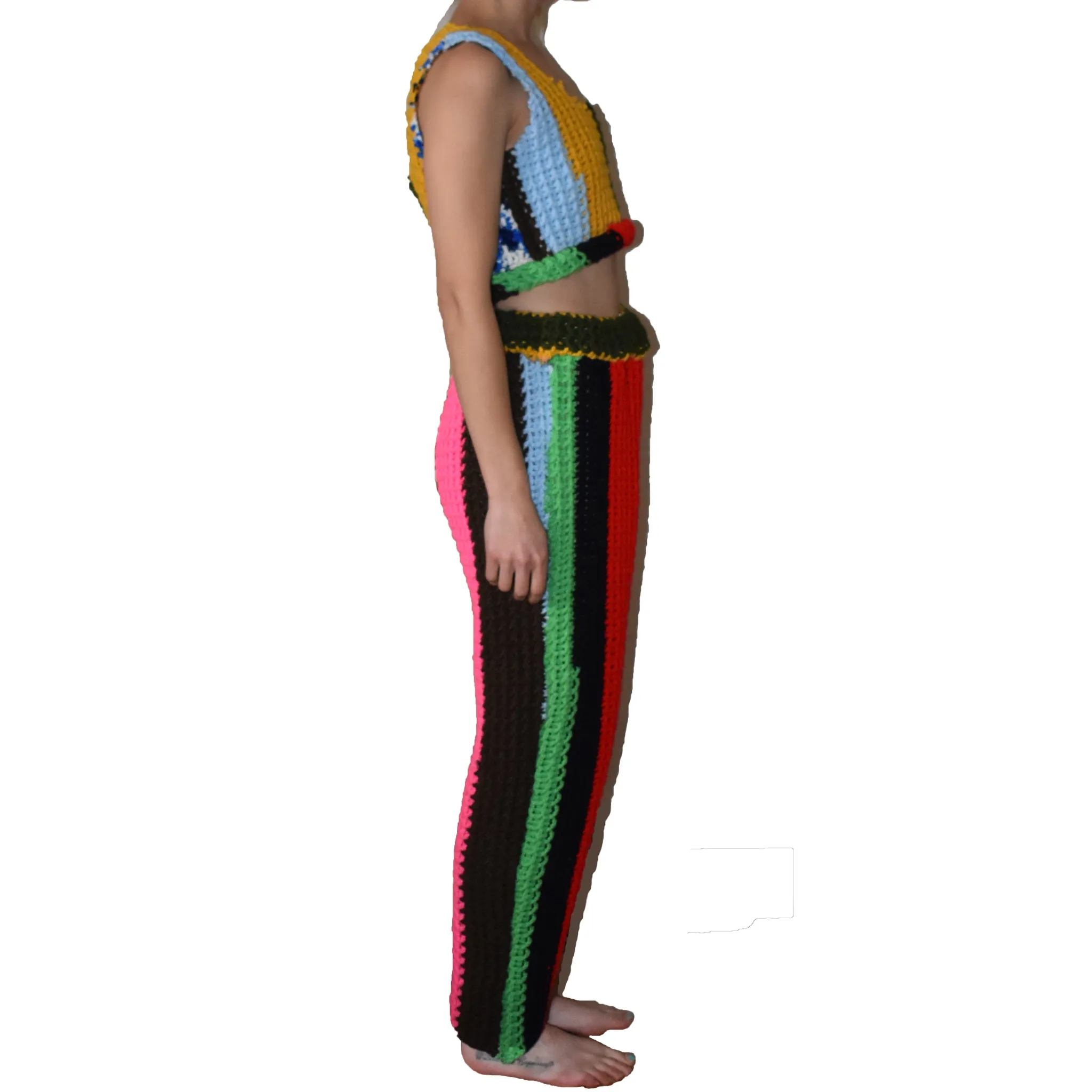 Rainbow x REWORKED x Vintage Crochet Joggers